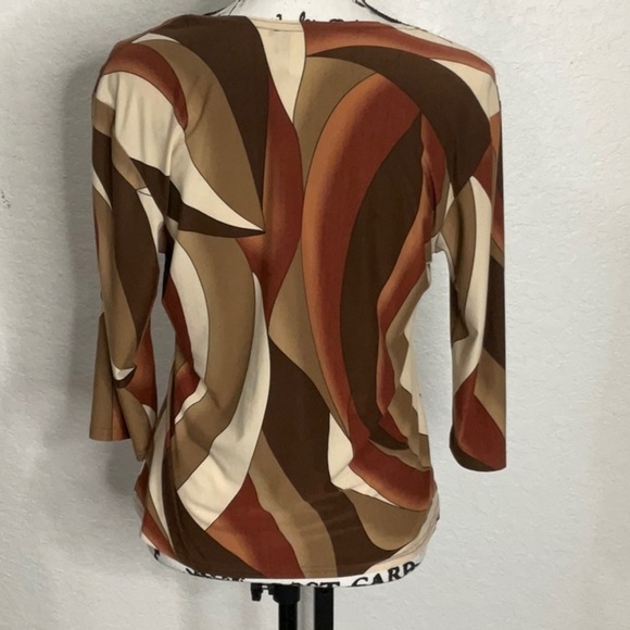 178- CDW EUC Brown & Rust Color 1/2 Sleeve Top, Size Large. - Picture 2 of 4